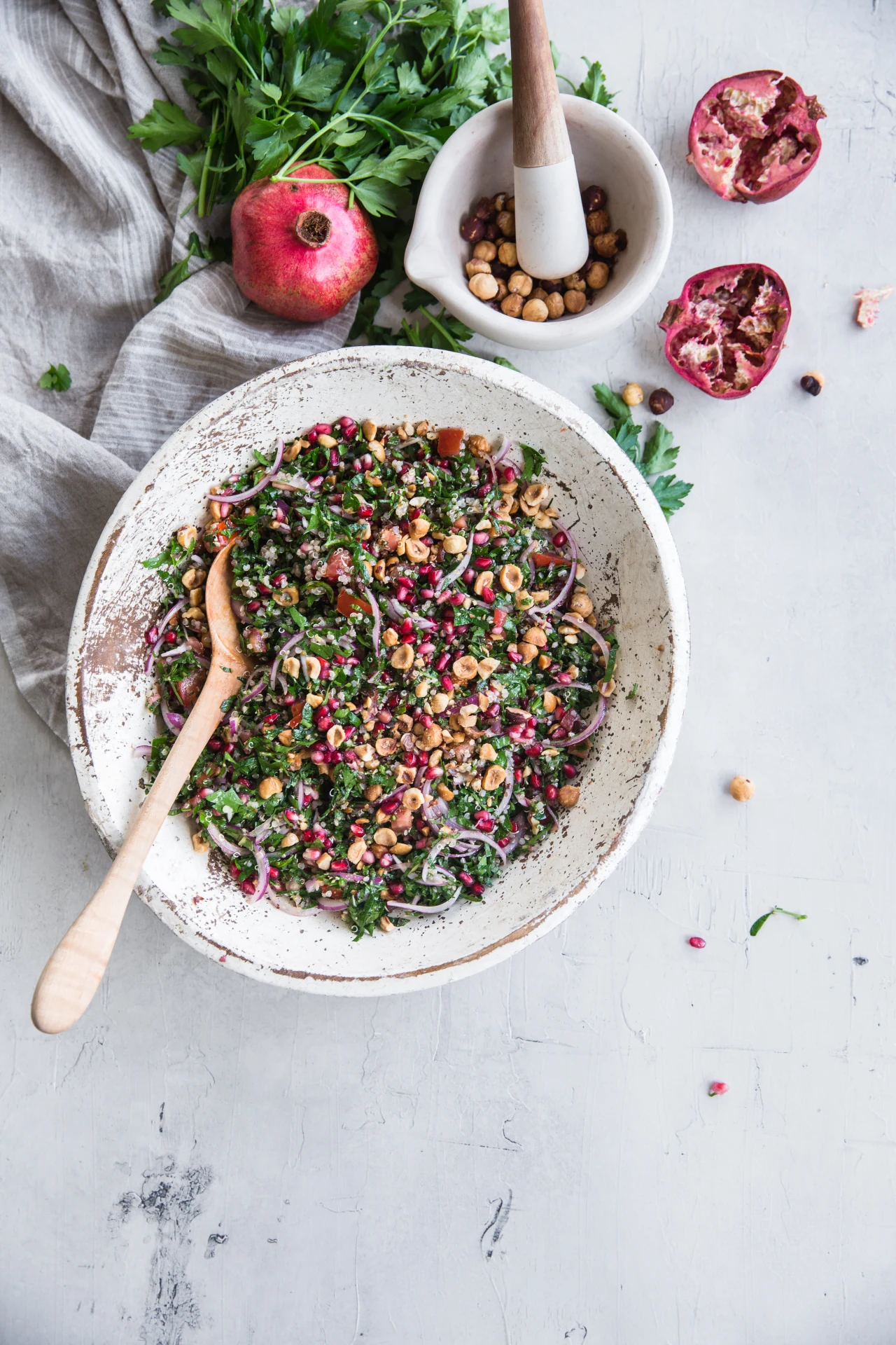 A vibrant salad of herbs and seasonal vegetables